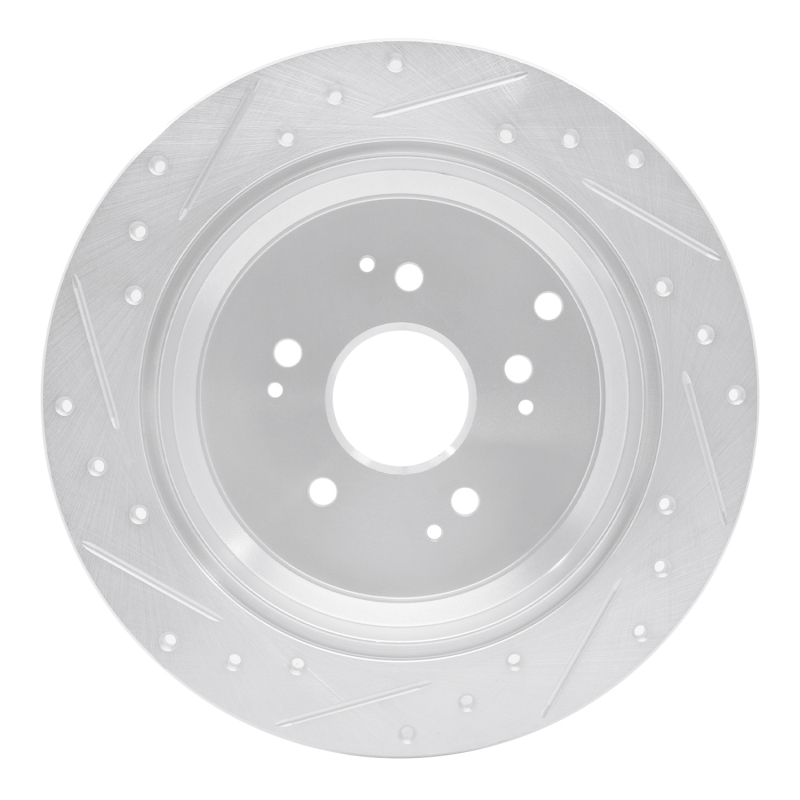 Honda Odyssey Brake Rotor (1) - Rear Right - R1 Concepts - Drilled & Slotted - Silver - `02-`04